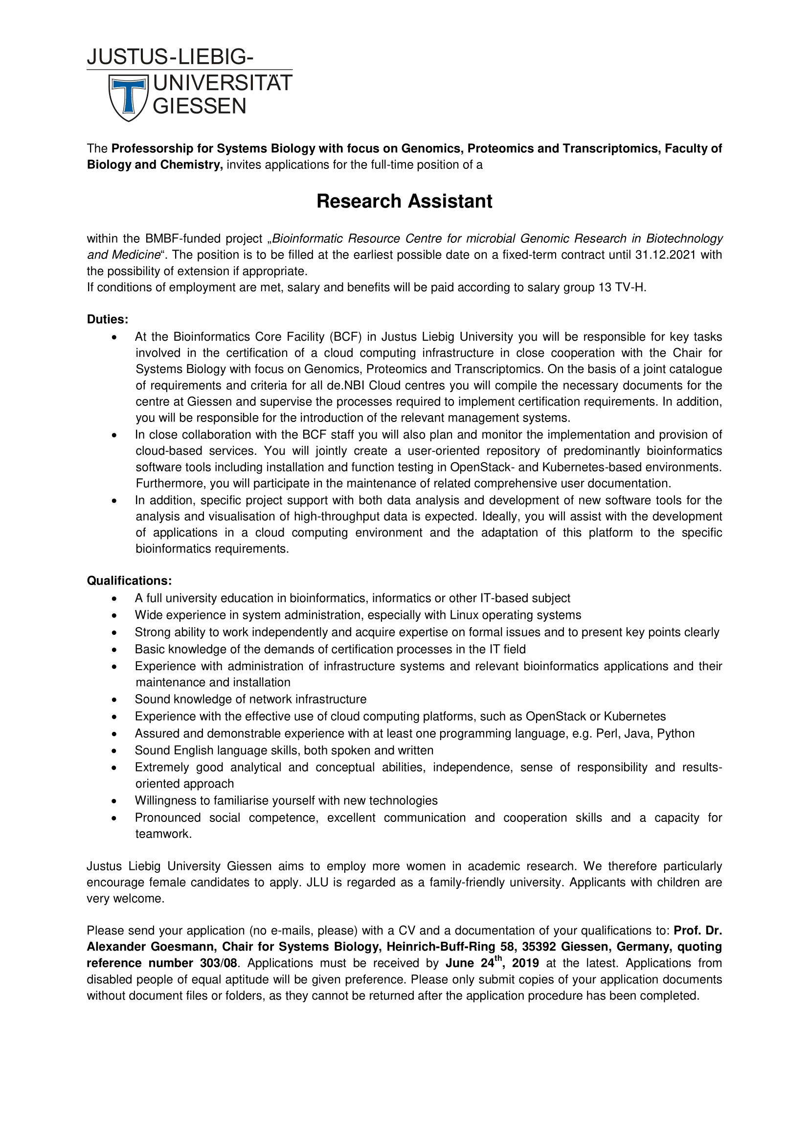 Research Assistant 303 08 1