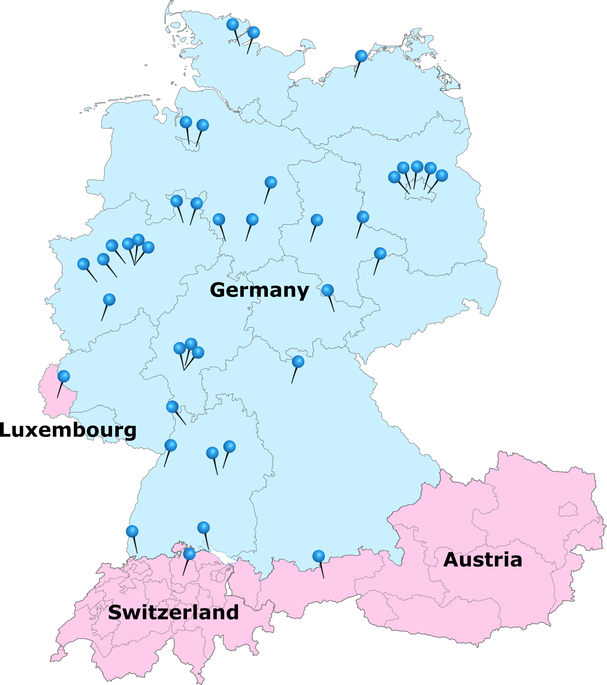 Karte Standorte Industriemitglieder